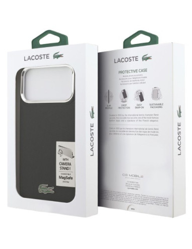 LACOSTE CARCASA MAGSAFE SOPORTE CAMARA IPHONE 17 PRO NEGRO