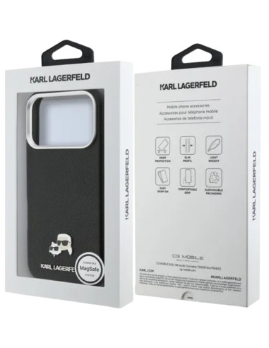 KARL LAGERFELD CARCASA MAGSAFE K&C PIN IPHONE 18 PRO MAX/17PRO MAX NEGRO