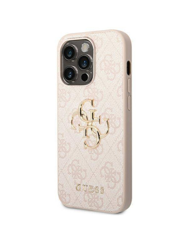 GUESS CARCASA  METAL  LOGO IPHONE 14 PRO MAX ROSA