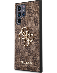 GUESS CARCASA  METAL LOGO SAMSUNG S24 ULTRA MARRON