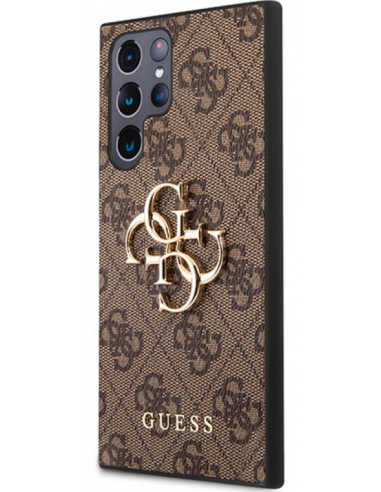 GUESS CARCASA  METAL LOGO SAMSUNG S24 ULTRA MARRON
