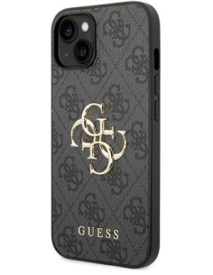 GUESS CARCASA 4G METAL LOGO IPHONE 15 GRIS