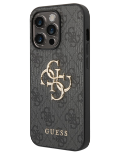 GUESS CARCASA 4G METAL LOGO IPHONE 15 PRO GRIS