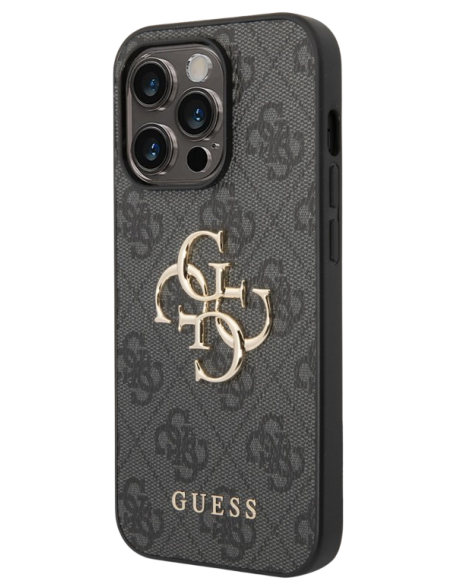 GUESS CARCASA 4G METAL LOGO IPHONE 15 PRO GRIS