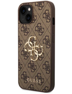 GUESS CARCASA 4G METAL LOGO IPHONE 15 PRO MARRON