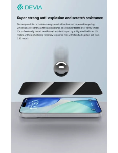 DEVIA CRISTAL TEMPLADO PRIVACIDAD CON APLICADOR IPHONE IPHONE 18 PRO