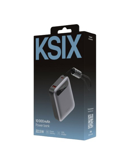 KSIX BATERIA AUXILIAR 10000mAh PD 22,5W / DISPLAY + CABLE USBc