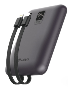 DEVIA BATERIA AUXILIAR MINI 10000mAh 22,5W + 2 CABLES NEGRO