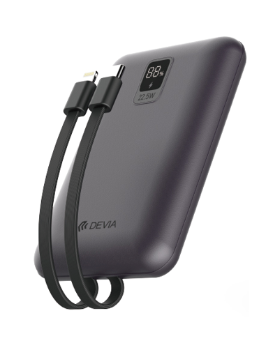 DEVIA BATERIA AUXILIAR MINI 10000mAh 22,5W + 2 CABLES NEGRO