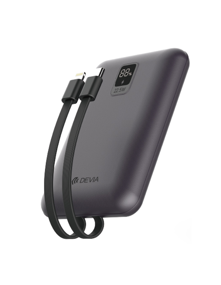 DEVIA BATERIA AUXILIAR MINI 10000mAh 22,5W + 2 CABLES NEGRO