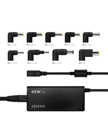 AISENS CARGADOR 65W DE PORTATIL 9 CONECTORES USB-A QC3.0 NEGRO