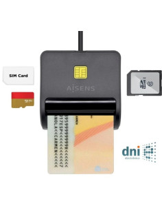 AISENS LECTOR DNI ELECTRONICO Y TARJETAS NEGRO