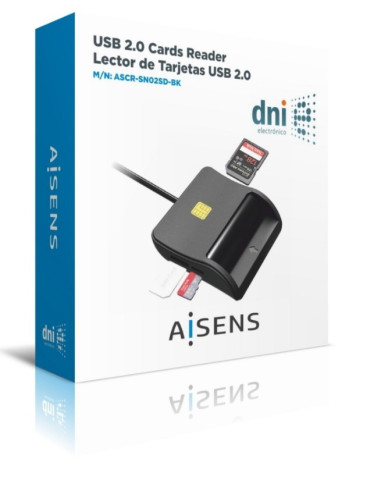 AISENS LECTOR DNI ELECTRONICO Y TARJETAS NEGRO