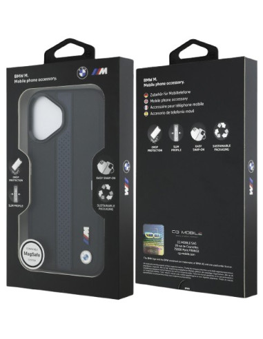 BMW CARCASA MAGSAFE BLUE STRIPE IPHONE 17 NEGRO