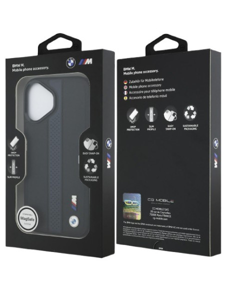 BMW CARCASA MAGSAFE BLUE STRIPE IPHONE 17 NEGRO