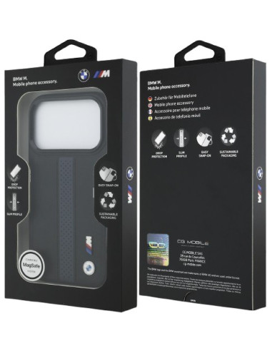 BMW CARCASA MAGSAFE BLUE STRIPE IPHONE 17 PRO NEGRO