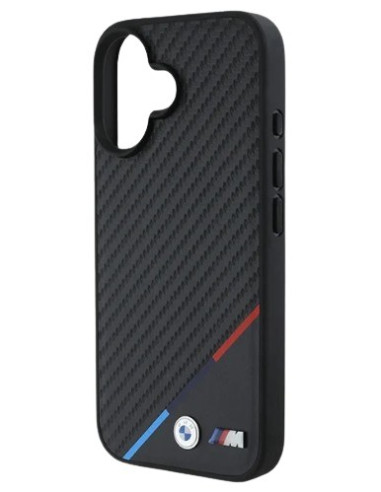 BMW CARCASA MAGSAFE CARBON TRICOLOR IPHONE 16 PLUS NEGRO