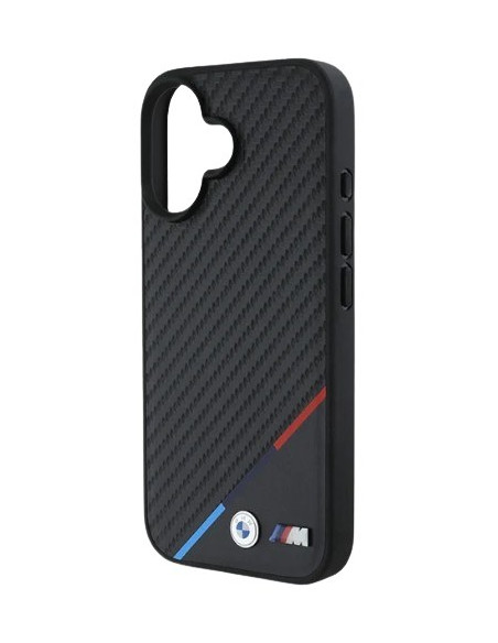 BMW CARCASA MAGSAFE CARBON TRICOLOR IPHONE 16 PLUS NEGRO