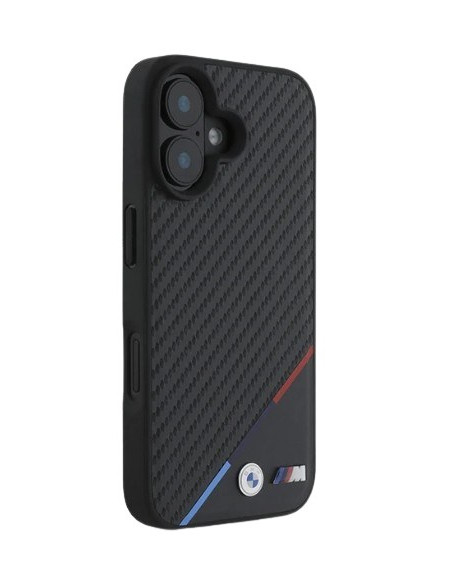 BMW CARCASA MAGSAFE CARBON TRICOLOR IPHONE 16 PLUS NEGRO