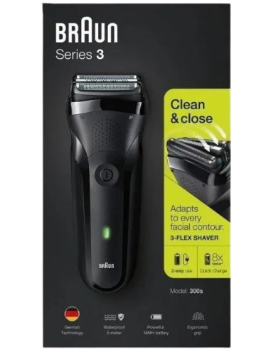 BRAUN AFEITADORA 300S CON BATERIA / RESISTENTE AL AGUA