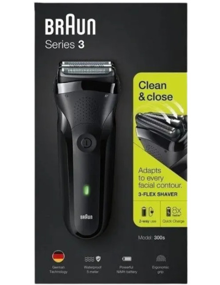 BRAUN AFEITADORA 300S CON BATERIA / RESISTENTE AL AGUA