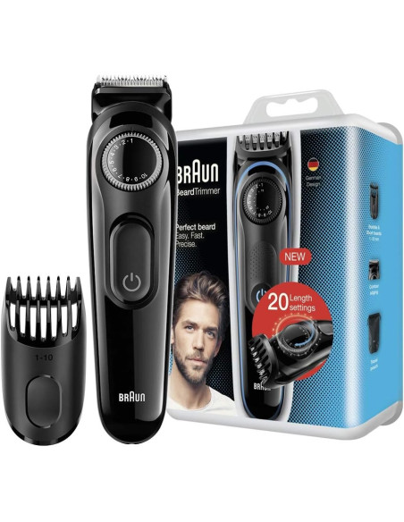 BRAUN CORTABARBAS BT3000 CON BATERIA 2 ACCESORIOS