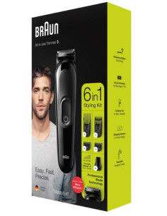BRAUN CORTABARBAS MGK3225 CON BATERIA 6 ACCESORIOS 2