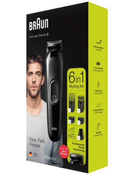 BRAUN CORTABARBAS MGK3225 CON BATERIA 6 ACCESORIOS