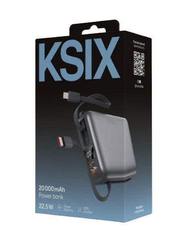 KSIX BATERIA AUXILIAR 20000mAh / PD 22,5W / USBc + LIGHTNING
