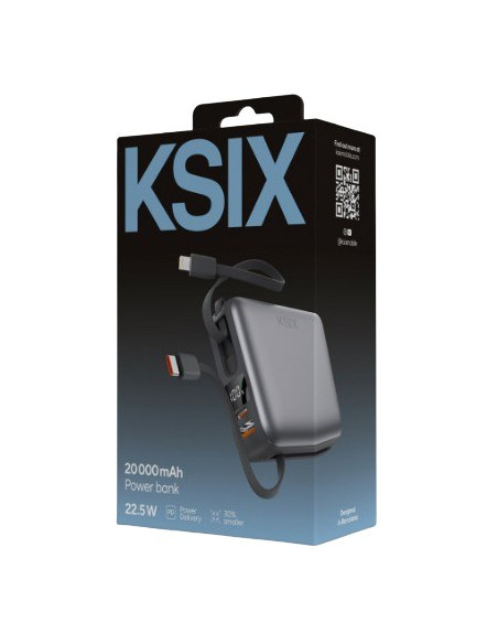 KSIX BATERIA AUXILIAR 20000mAh / PD 22,5W / USBc + LIGHTNING