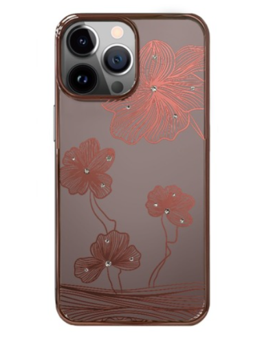 DEVIA CARCASA CRYSTAL FLORA IPHONE 13 PRO ORO ROSA