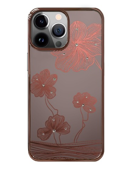 DEVIA CARCASA CRYSTAL FLORA IPHONE 13 PRO ORO ROSA