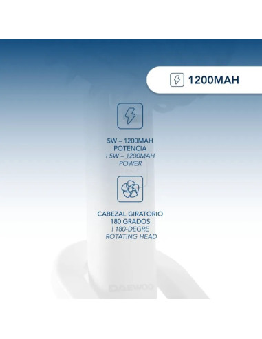 DAEWOO VENTILADOR MANO / RECARGABLE / 5W BLANCO