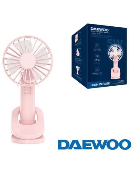 DAEWOO VENTILADOR MANO / RECARGABLE / 5W ROSA
