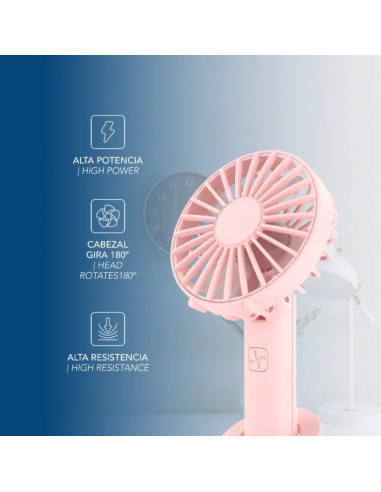 DAEWOO VENTILADOR MANO / RECARGABLE / 5W ROSA