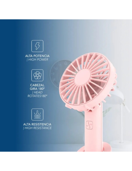 DAEWOO VENTILADOR MANO / RECARGABLE / 5W ROSA
