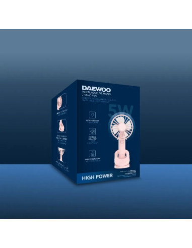 DAEWOO VENTILADOR MANO / RECARGABLE / 5W ROSA
