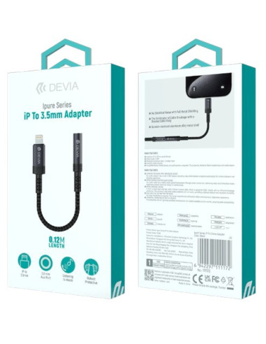 DEVIA ADAPTADOR IPURE LIGHTNING - JACK 3.5mm NEGRO