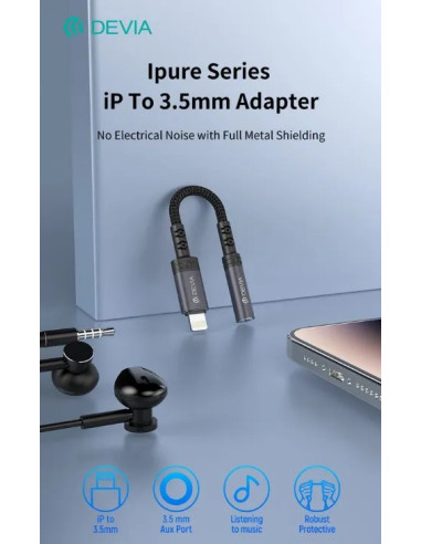 DEVIA ADAPTADOR IPURE LIGHTNING - JACK 3.5mm NEGRO
