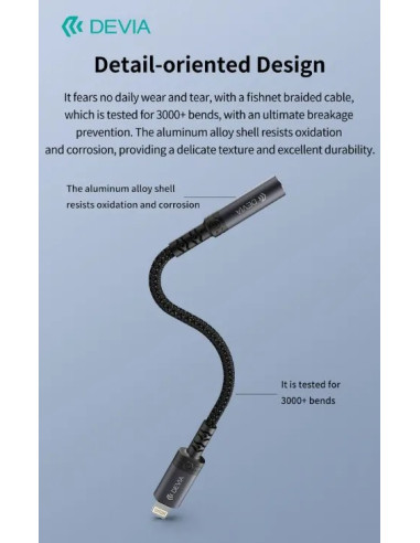 DEVIA ADAPTADOR IPURE LIGHTNING - JACK 3.5mm NEGRO