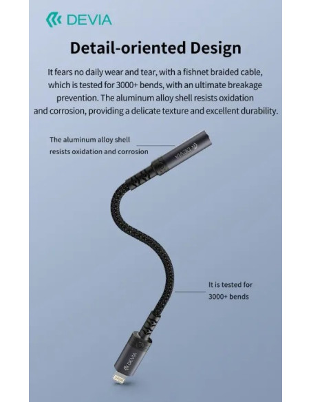 DEVIA ADAPTADOR IPURE LIGHTNING - JACK 3.5mm NEGRO
