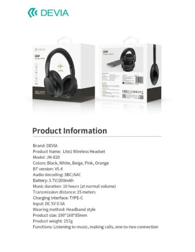 DEVIA AURICULAR BLUETOOTH LITE1 BLANCO