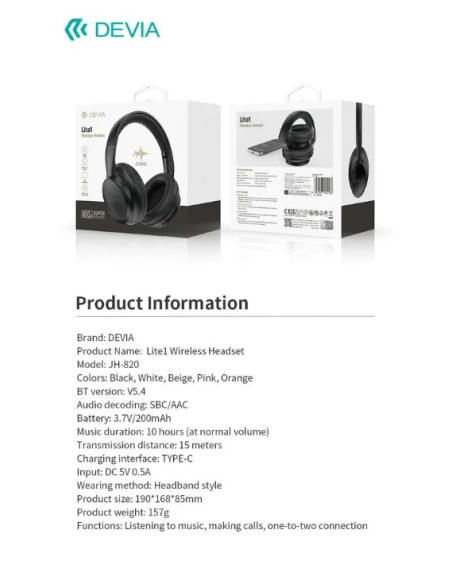 DEVIA AURICULAR BLUETOOTH LITE1 ROSA