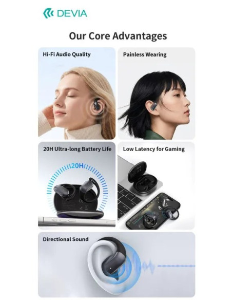 DEVIA AURICULAR BLUETOOTH OWS LITE3 DORADO