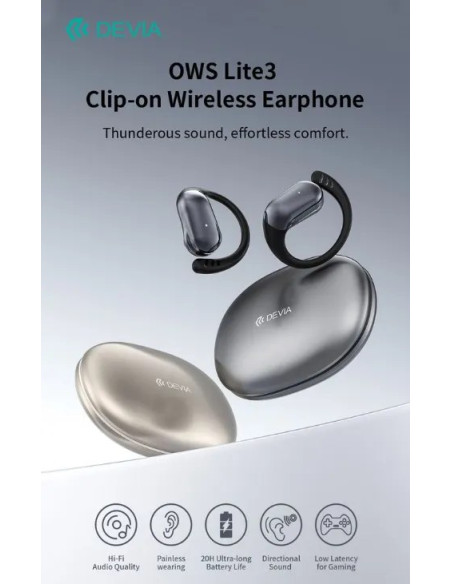 DEVIA AURICULAR BLUETOOTH OWS LITE3 DORADO