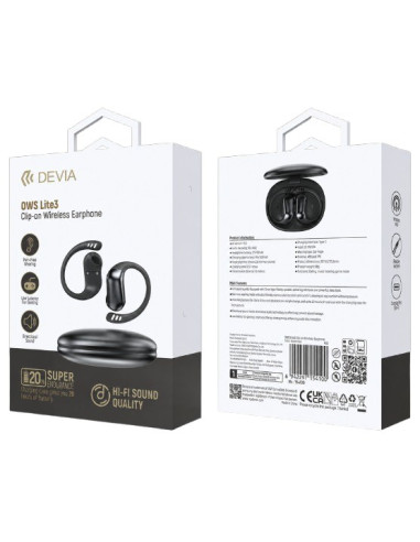 DEVIA AURICULAR BLUETOOTH OWS LITE3 NEGRO