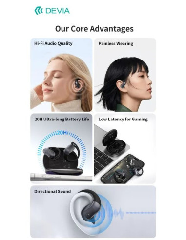 DEVIA AURICULAR BLUETOOTH OWS LITE3 NEGRO