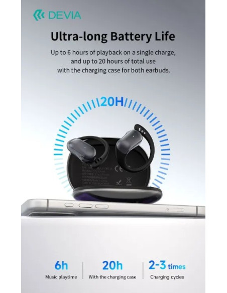 DEVIA AURICULAR BLUETOOTH OWS LITE3 NEGRO
