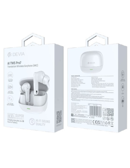 DEVIA AURICULAR BLUETOOTH TRADUCCION TWS ANC PRO7 BLANCO