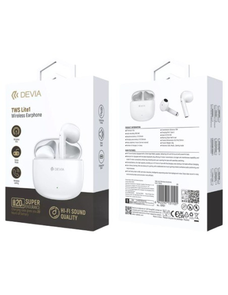 DEVIA AURICULAR TWS LITE 1 BLANCO